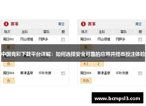 中国竞彩下载平台详解：如何选择安全可靠的应用并提高投注体验
